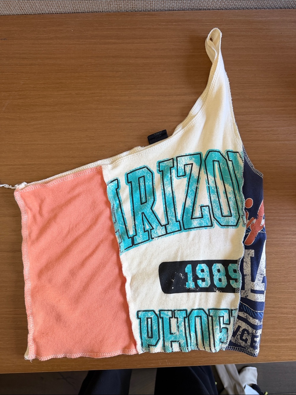 Urban Outfitters Multicolor Reworked One-Shoulder Crop Top
